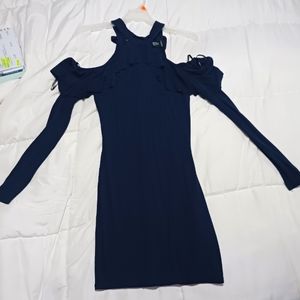 Blue Cold Shoulder Dress